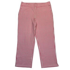 Belle by Kim Gravel Pink & White Gingham Cropped Pants